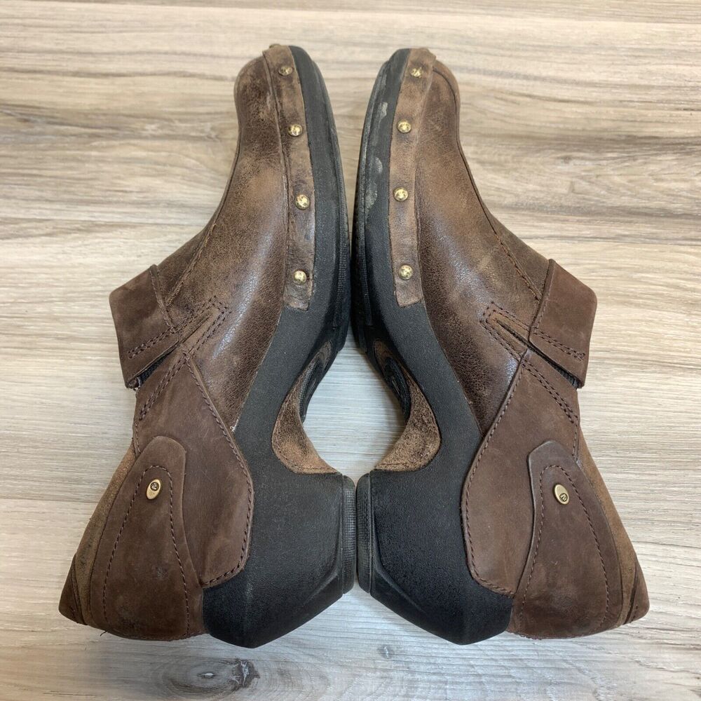 Merrell Shoes Womens 8.5 Luxe Espresso Studded Slip On Wedge Mule Clogs Leather - Picture 3 of 9